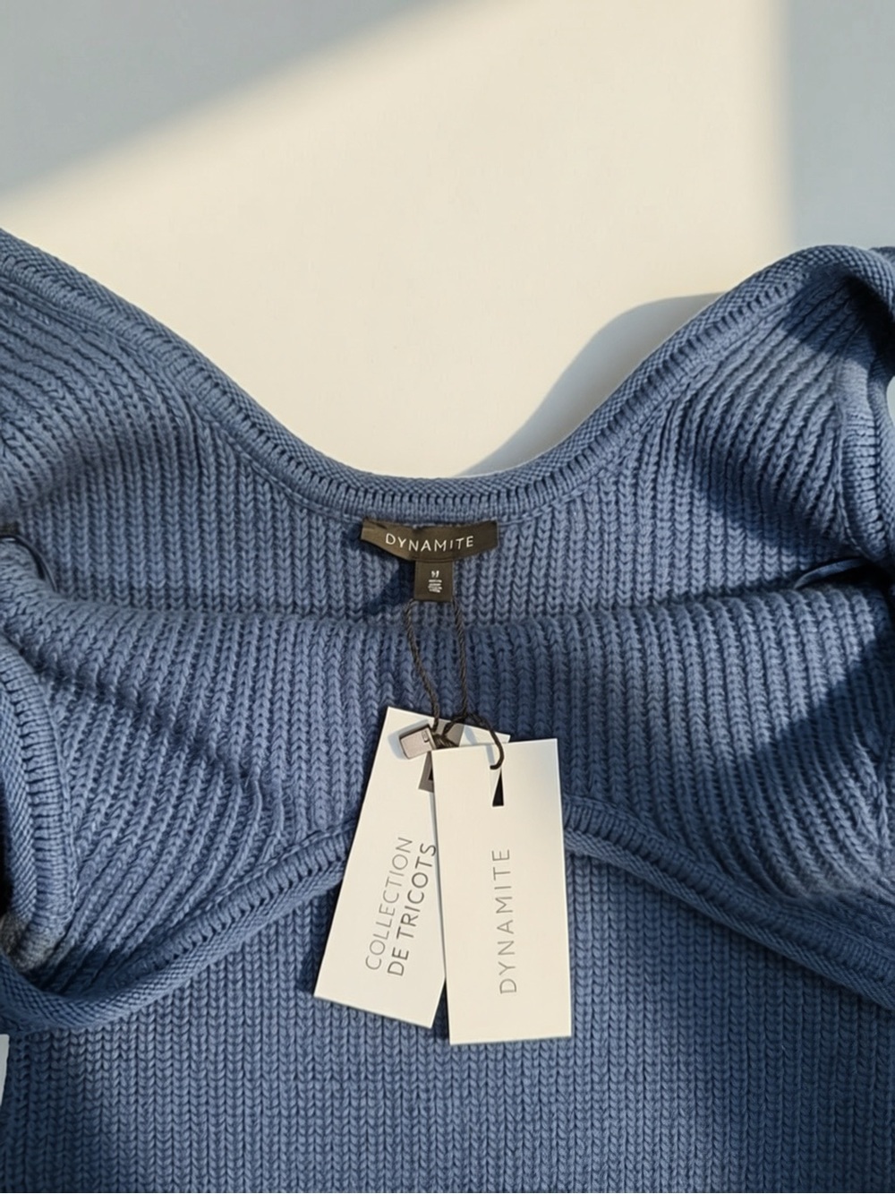 Dynamite Navy Ribbed Knit Bodycon Mini Dress Size M | Grunge Gorpcore Y2K - Picture 3 of 5